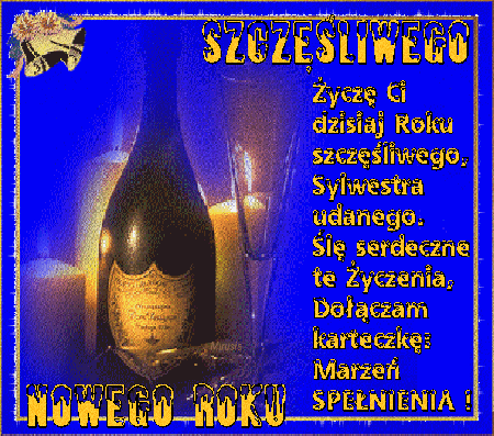 Migająca kartka z życzeniami szczęśliwego nowego roku